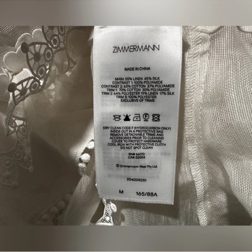 New Authentic Zimmermann Crush Heart Trim Long Sleeve Minidress Size Medium - Picture 13 of 13